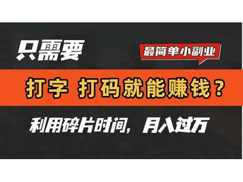 (5.8)只需要打字，打码，就能赚钱？简单的赚钱小副业，利用碎片时间，月入过万