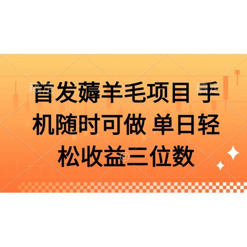 (5.9)薅羊毛项目 手机随时可做 单日轻松收益三位数