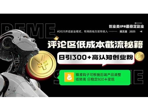 (5.18)评论区低成本引流秘籍，精准钩子直击用户，单账号日增300+创业粉，日稳