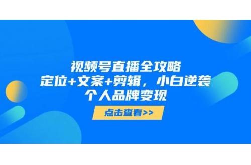 (5.20)视频号直播全攻略，定位+文案+剪辑，小白逆袭个人品牌变现
