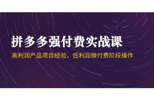 (5.27)拼多多强付费实战课-44期，高利润产品项目经验，低利润微付费阶段操作