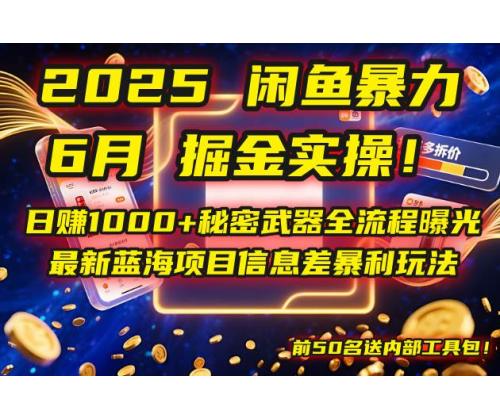 (6.4)2025咸鱼暴力掘金实操！日赚1000+秘密武器全流程曝光，最新蓝海项目信