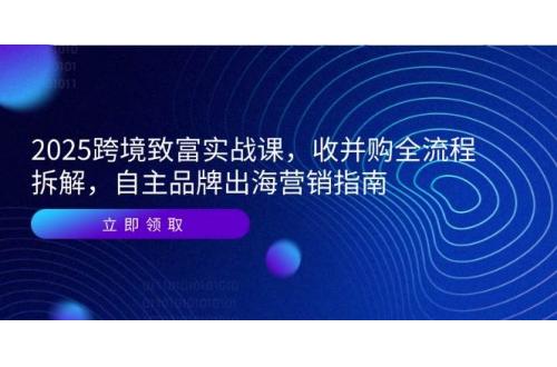 (6.6)2025跨境致富实战课，收并购全流程拆解，自主品牌出海营销指南