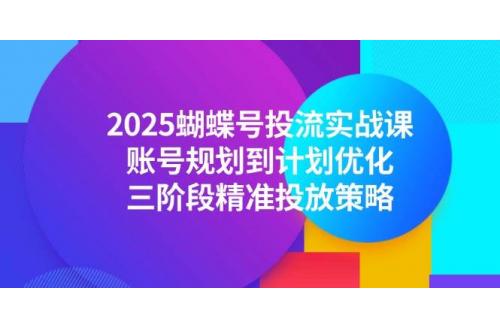 (6.7)2025蝴蝶号投流实战课，账号规划到计划优化，三阶段精准投放策略
