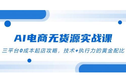 (6.8)AI电商无货源实战课，三平台0成本起店攻略，技术+执行力的黄金配比