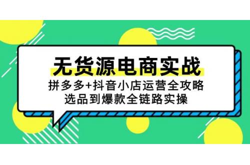 (6.10)无货源电商实战：拼多多+抖音小店运营全攻略，选品到爆款全链路实操